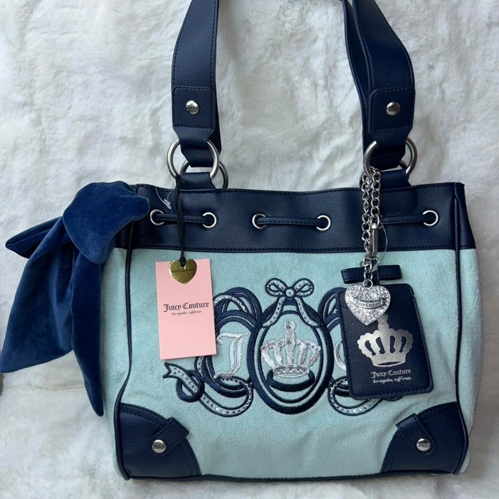 Juicy Couture Navy and Light Blue Tote